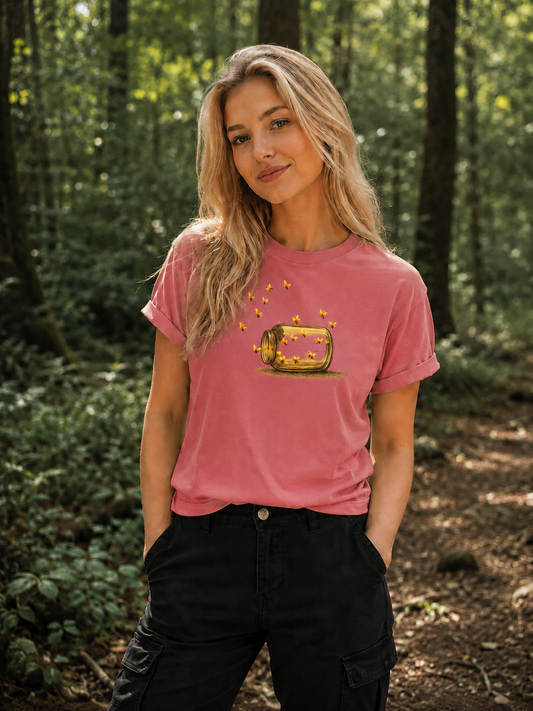 Fireflies in a Jar Unisex Comfort Colors T-Shirt – Vintage Nature Graphic Tee